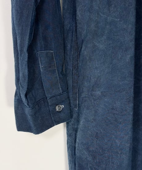 藍墨 幻氷コットンスタンドロングシャツ