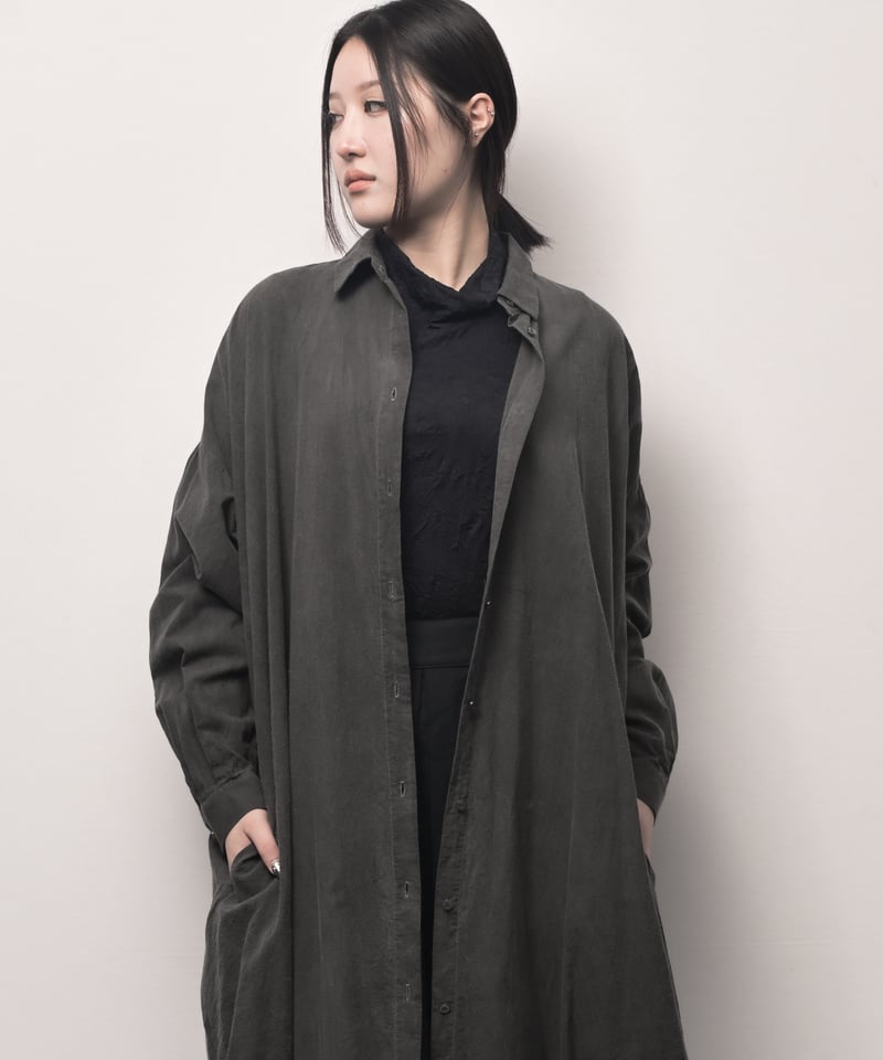 墨染コットンロングドロップシャツ | I R O F U S I online shop