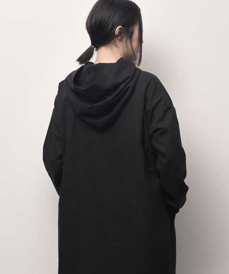 黒綿麻フードコーディガン