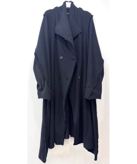 黒ブークレ断切ロングコーディガン