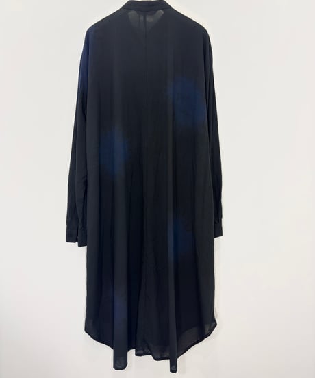 黒遊藍 コットンスタンドロングシャツ
