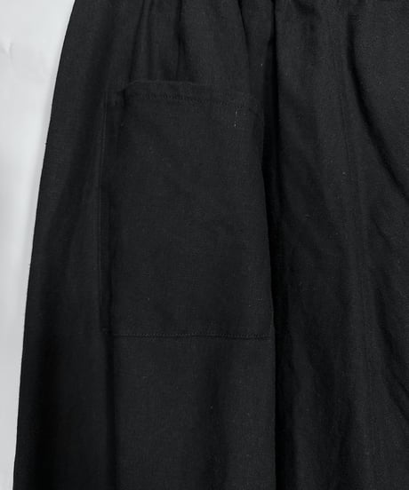 黒綿麻　縄ベルトサルエルパンツ