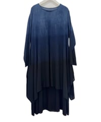 黒藍上グラデ東雲ワンピース長袖