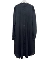 黒 ボイルスタンドロングシャツ