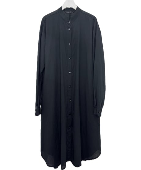 黒 ボイルスタンドロングシャツ