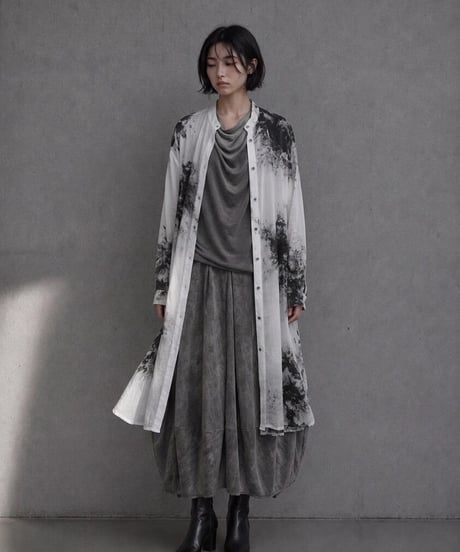 遊墨 コットンスタンドロングシャツ