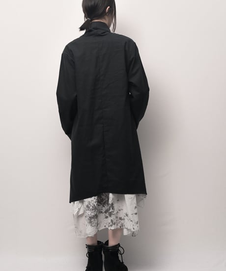 黒綿麻メンズショールカーディガン