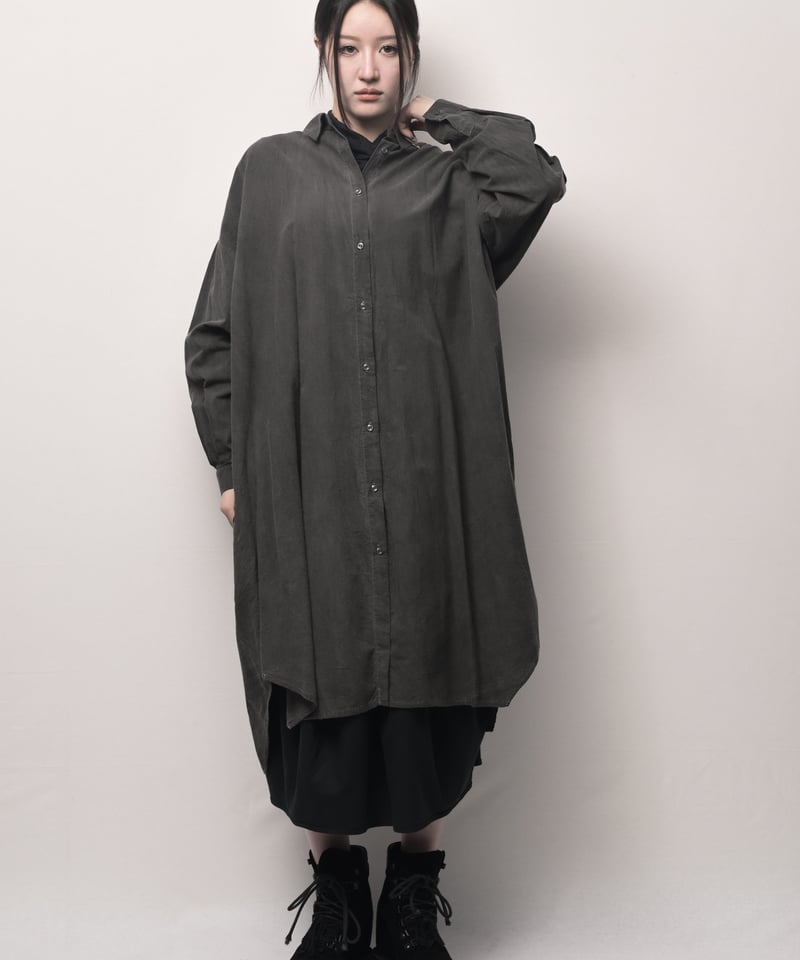 墨染コットンロングドロップシャツ | I R O F U S I online shop 墨染コットンロングドロップシャツ | I R O F U S I online shop