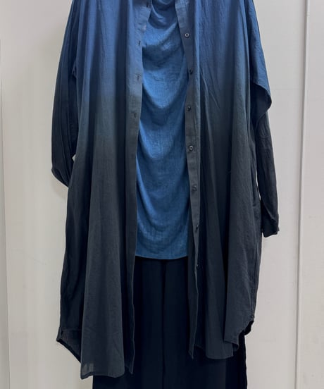 黒藍上グラデロングドロップシャツ