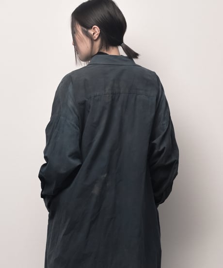 新藍墨コットンロングドロップシャツ