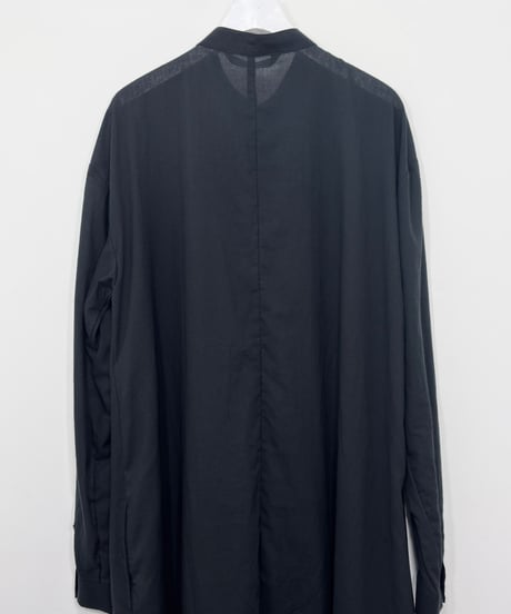 黒 ボイルスタンドロングシャツ