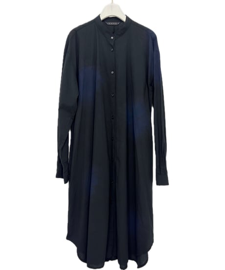 黒遊藍 コットンスタンドロングシャツ