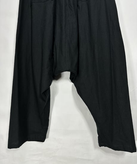 黒綿麻　縄ベルトサルエルパンツ