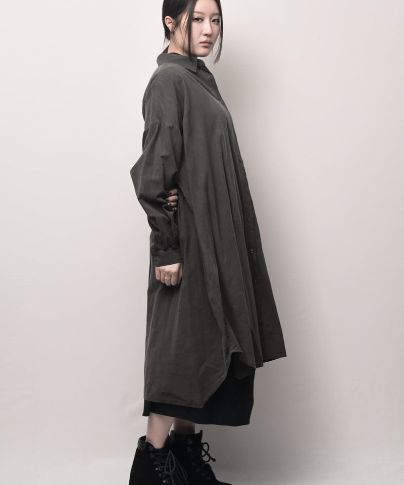 墨染コットンロングドロップシャツ | I R O F U S I online shop