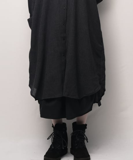 鈍色ウールロングドロップシャツ