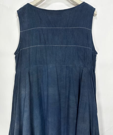 藍墨シャーリングワンピース