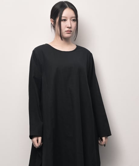 黒綿麻 東雲ワンピース長袖