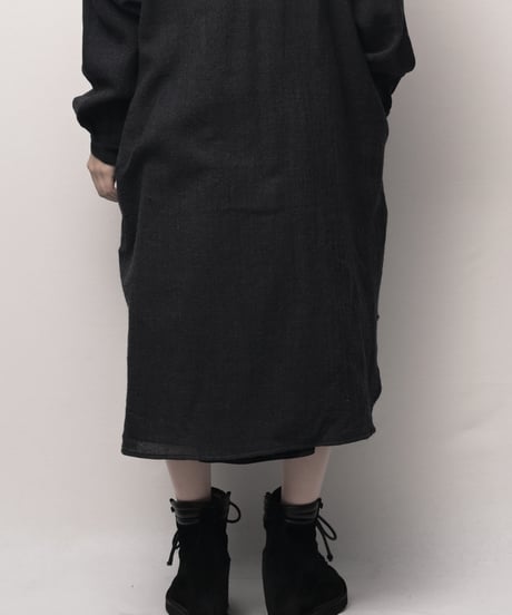 鈍色ウールロングドロップシャツ