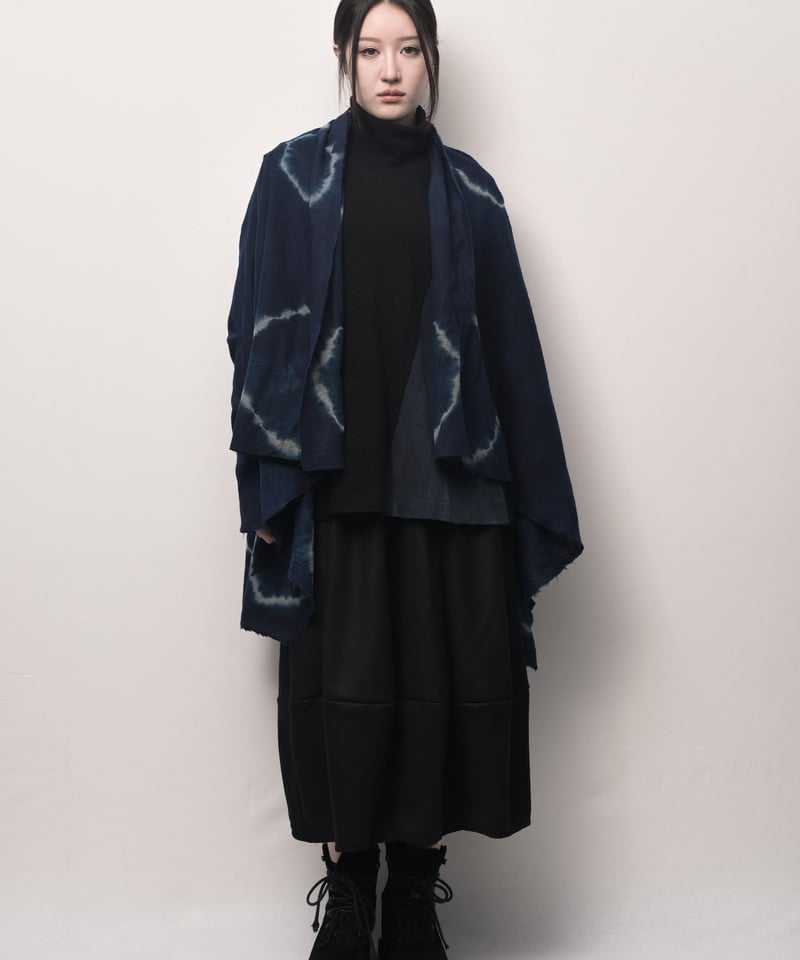 断切藍墨 日輪ウール四角カーディガン | I R O F U S I online shop