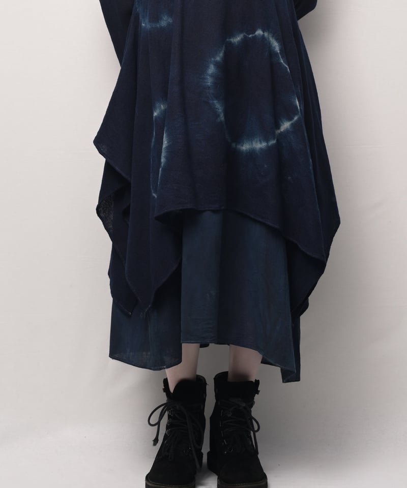 藍墨日輪ウール東雲ワンピース長袖 | I R O F U S I online shop