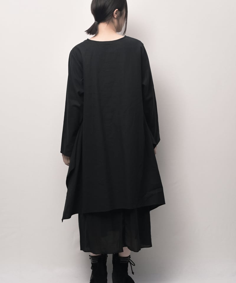 黒綿麻 東雲ワンピース長袖 | I R O F U S I online shop