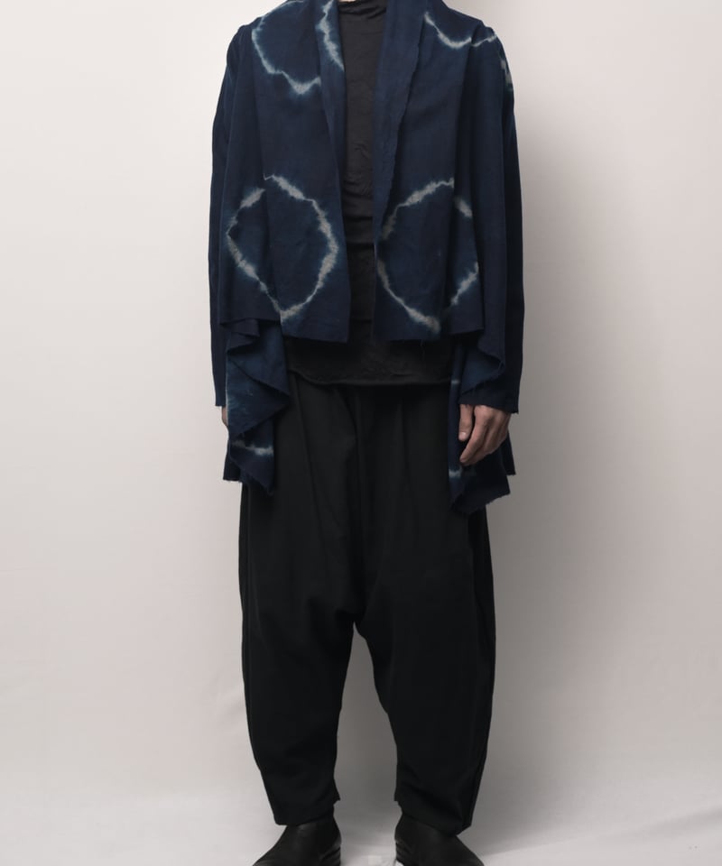 断切藍墨 日輪ウール四角カーディガン | I R O F U S I online shop