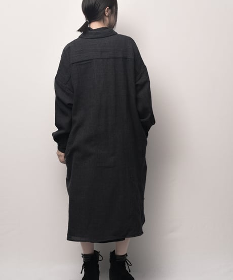 鈍色ウールロングドロップシャツ