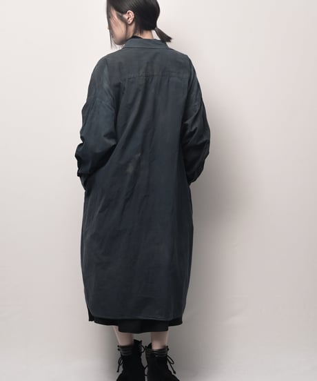 新藍墨コットンロングドロップシャツ