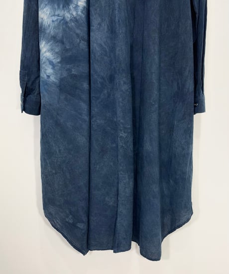 藍墨 幻氷コットンスタンドロングシャツ