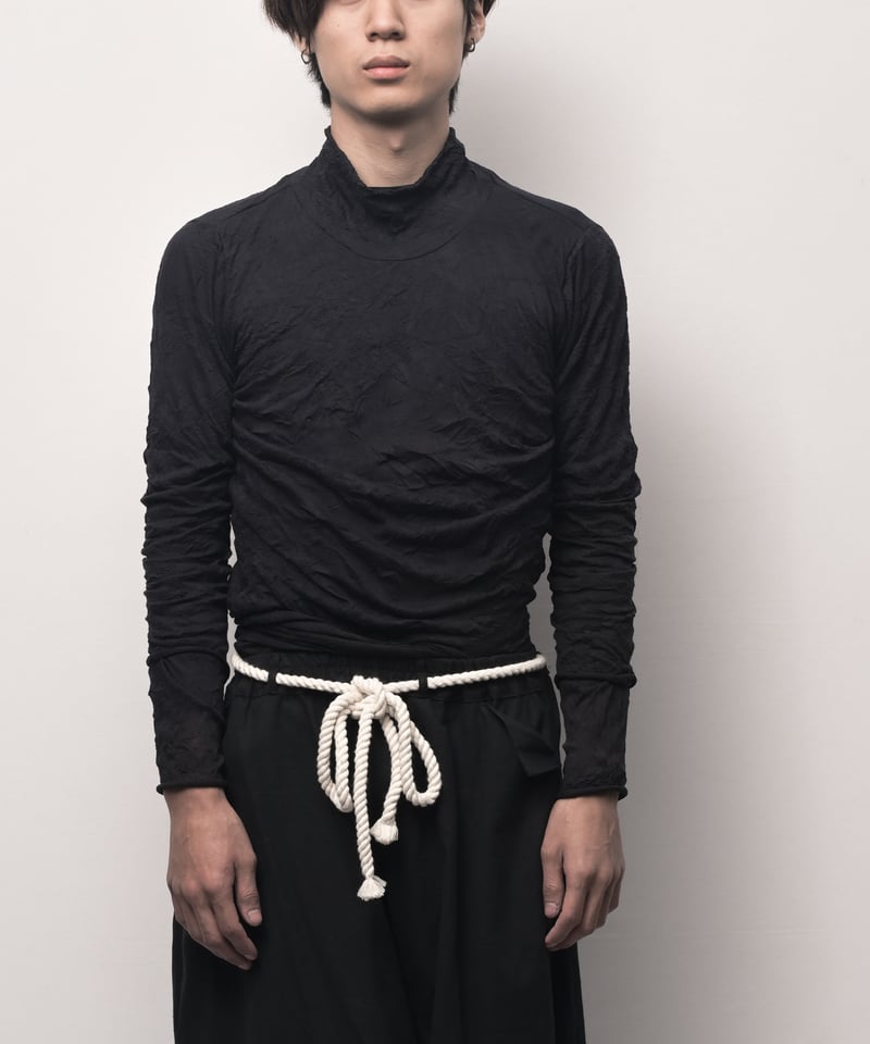 黒綿麻 縄ベルトサルエルパンツ | I R O F U S I online shop