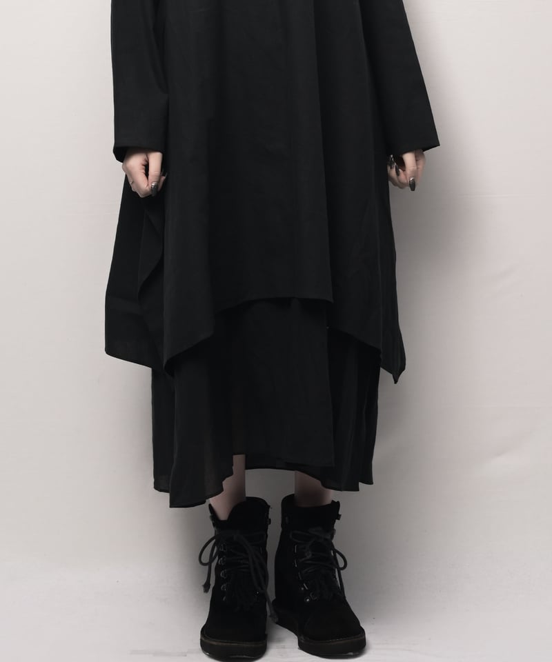 黒綿麻 東雲ワンピース長袖 | I R O F U S I online shop