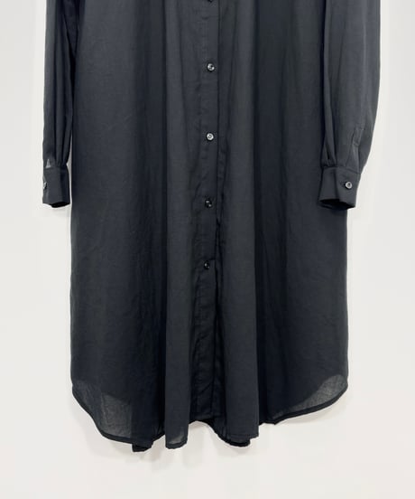 黒 ボイルスタンドロングシャツ