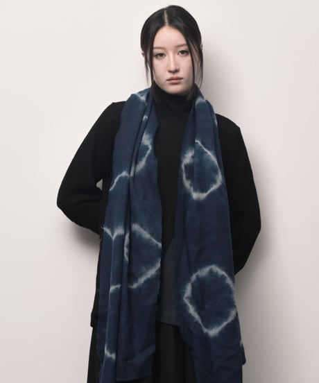 断切 藍墨 日輪 傾斜ウールストール
