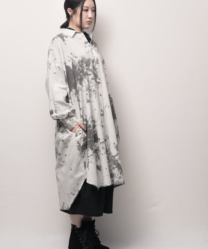 遊墨コットンロングドロップシャツ | I R O F U S I online shop