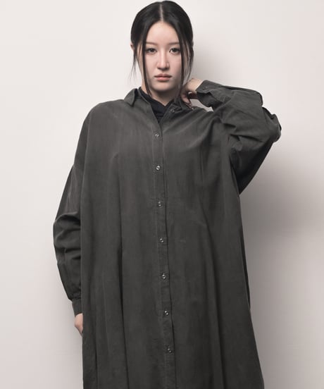 墨染コットンロングドロップシャツ