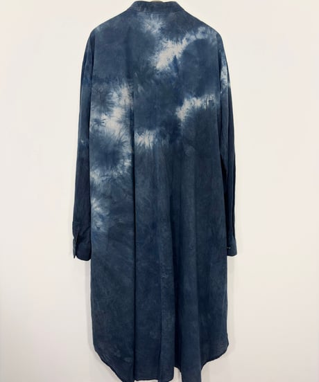 藍墨 幻氷コットンスタンドロングシャツ