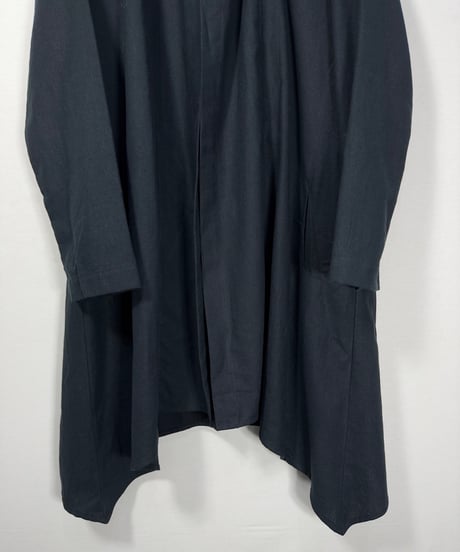 黒綿麻メンズショールカーディガン