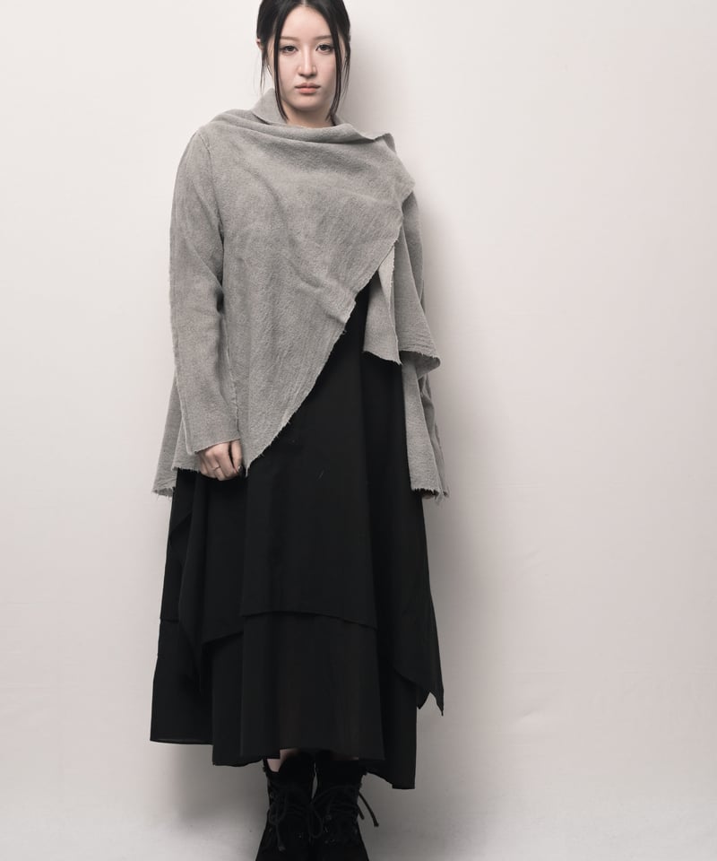 断切墨染ウール四角カーディガン | I R O F U S I online shop 断切墨染ウール四角カーディガン | I R O F U S I online shop