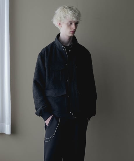HERITAGE WOOLING HERRINGBONE TWEED HIGHNECK BLOUSON by Silver 950