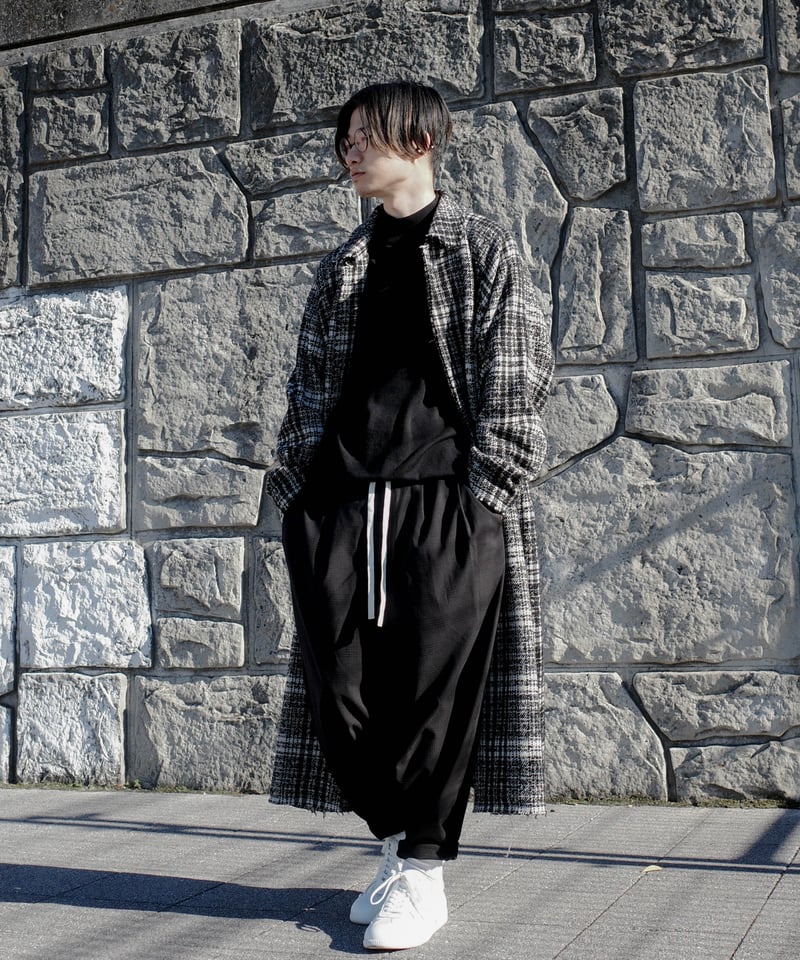 SHADOW CHECK WIDE TAPERED SLACKS | CTHY