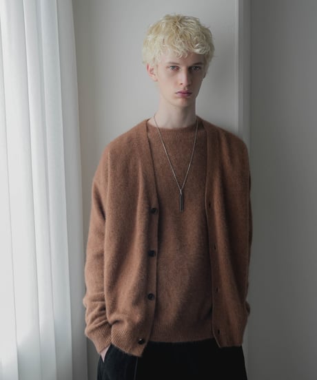 FOX SILK WOOL SHAGGY KNIT CARDIGAN