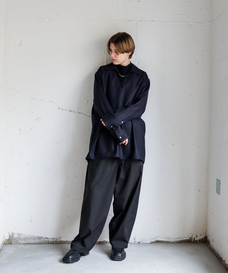 HIGH-END FLANNELANA WOOL SLIT LONG SHIRTS | CTHY