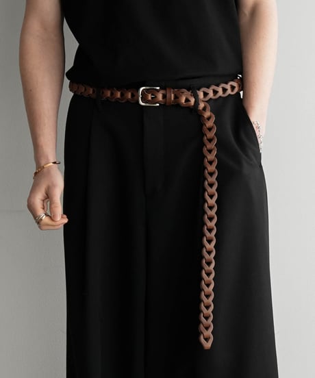 LUXURY MATERIAL CHAIN LONG BUTTERO LEATHER BELT