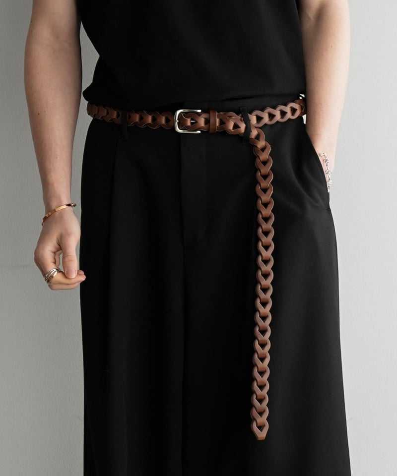 LUXURY MATERIAL CHAIN LONG BUTTERO LEATHER BELT