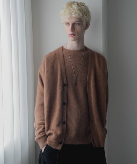 FOX SILK WOOL SHAGGY KNIT CARDIGAN