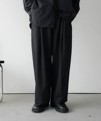 HIGH-END PIN STRIPE WOOL WIDE TROUSERS
