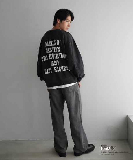 【CTHY+PEANUTSxDISCOVERED】DAMAGE PIGMENT DYED OVERSIZE SWEAT