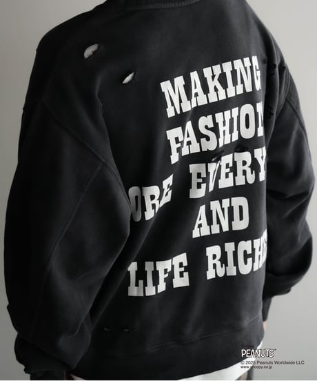 【CTHY+PEANUTSxDISCOVERED】DAMAGE PIGMENT DYED OVERSIZE SWEAT