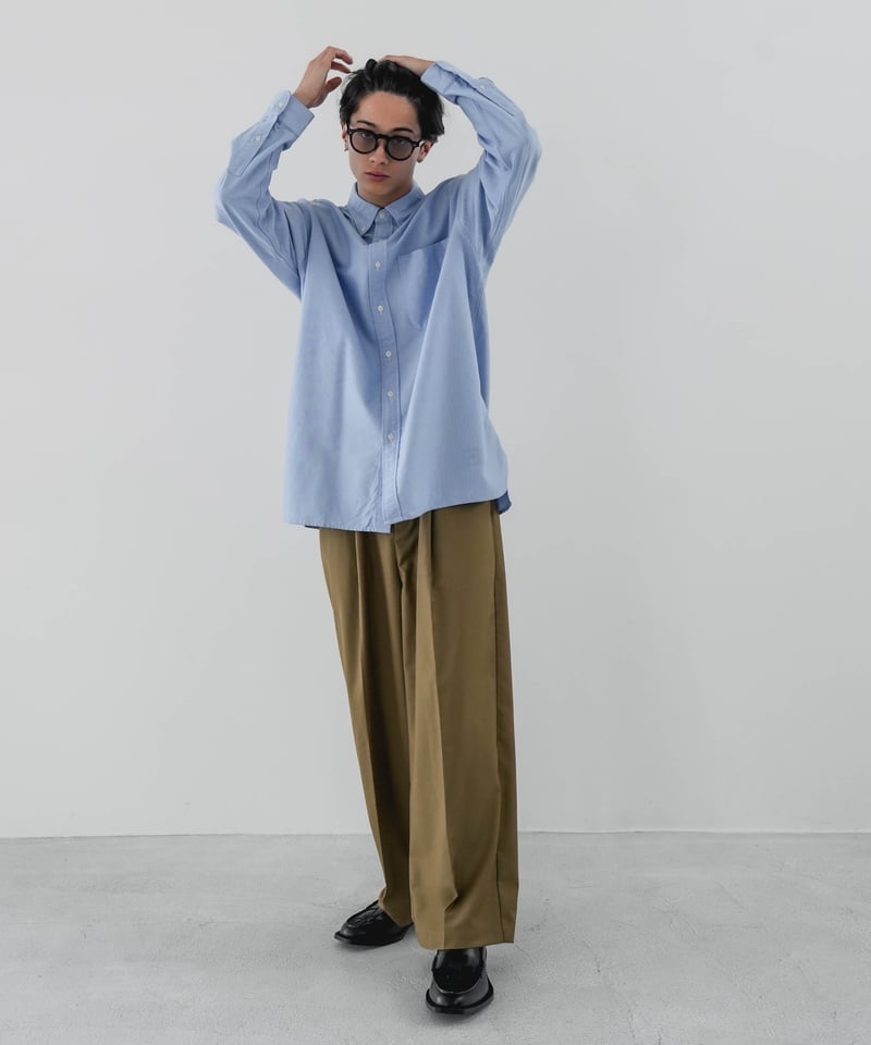 TWILL WIDE TAPERED SLACKS | CTHY