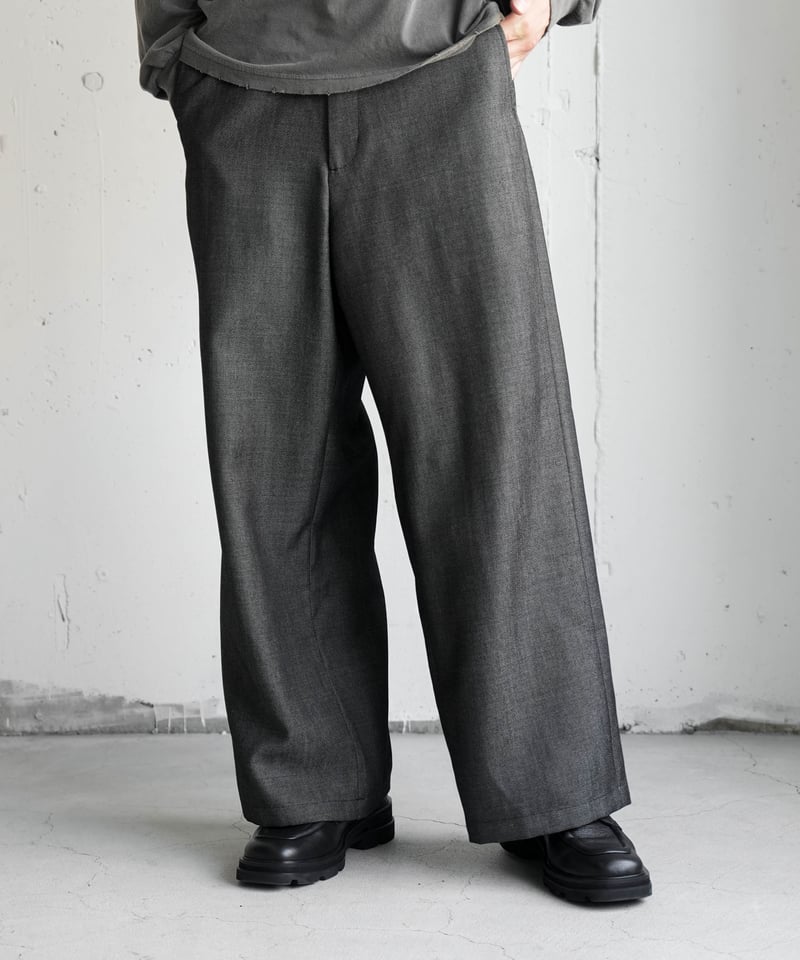 WOOL DENIM WIDE TROUSERS | CTHY